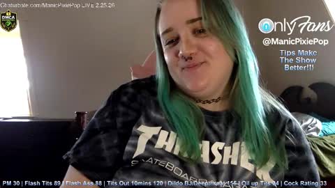 Snapshot of manicpixiepop chatting on February 25, 2026, 5:33 pm ManicPixiePop online show from February 25, 2026, 5:33 pm