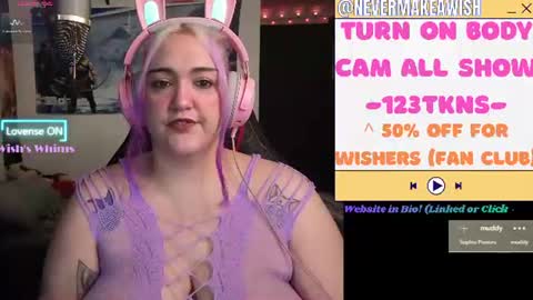 Snapshot of nevermakeawish chatting on June 18, 2026, 11:14 am Wishs Playground online show from June 18, 2026, 11:14 am