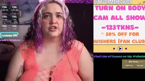 Snapshot of nevermakeawish chatting on July 15, 2026, 9:58 am Wishs Playground online show from July 15, 2026, 9:58 am