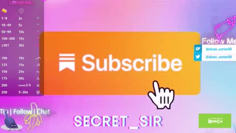 Snapshot of secret_sir chatting on September 9, 2025, 10:20 pm Dean Carter online show from September 9, 2025, 10:20 pm