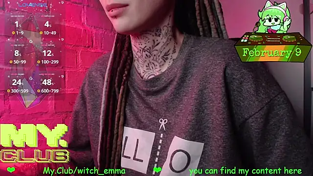 Snapshot of Witch_Emma chatting on February 9, 2026, 7:23 am Witch Emma online show from February 9, 2026, 7:23 am